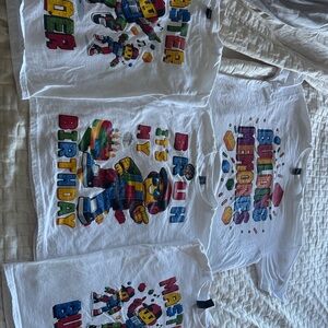 Lego-Inspired Kids White Birthday Graphic T-Shirt